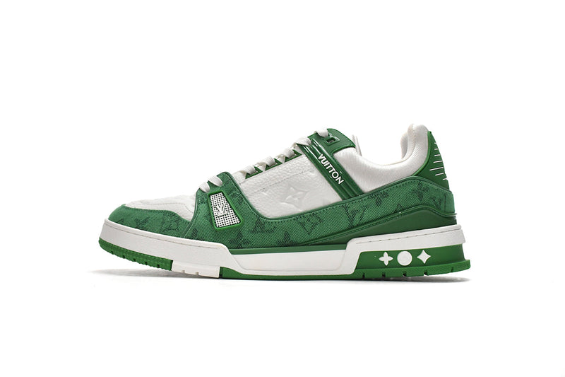 Louis Vuitton Trainer Green Monogram Denim White