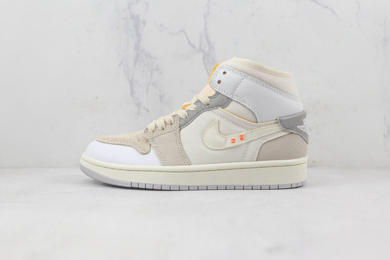 Jordan 1 Mid Craft Inside Out White Grey